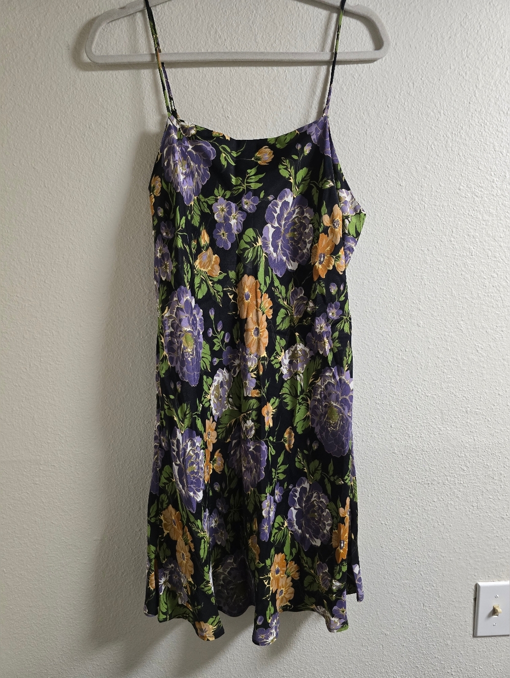 Farm Rio Black Floral Slip Dress